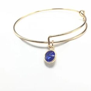 New Blue September Birthstone Gold Bangle Bracelet.